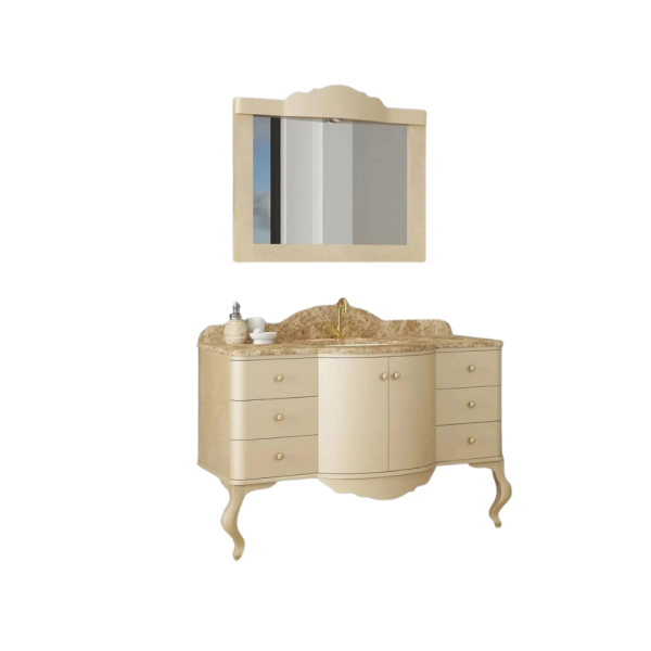 Aquanil Siena 120 cm  Banyo Dolabı Sedef-Krem