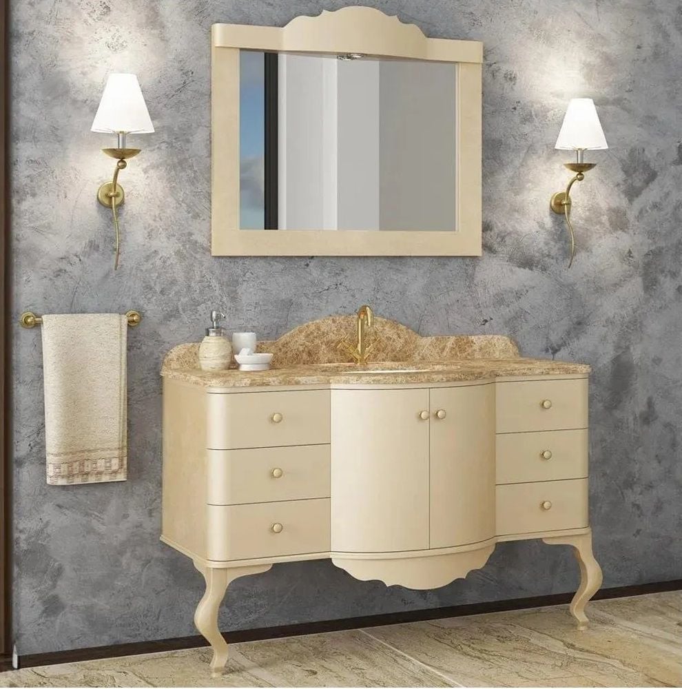 Aquanil Siena 120 cm  Banyo Dolabı Sedef-Krem