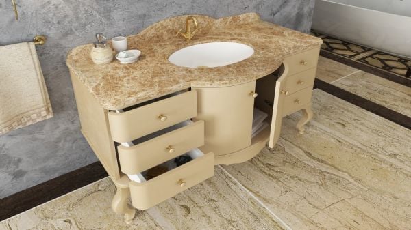 Aquanil Siena 120 cm  Banyo Dolabı Sedef-Krem