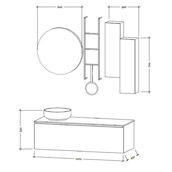 Bagnora Padova 100 cm Mdf Banyo Dolabı