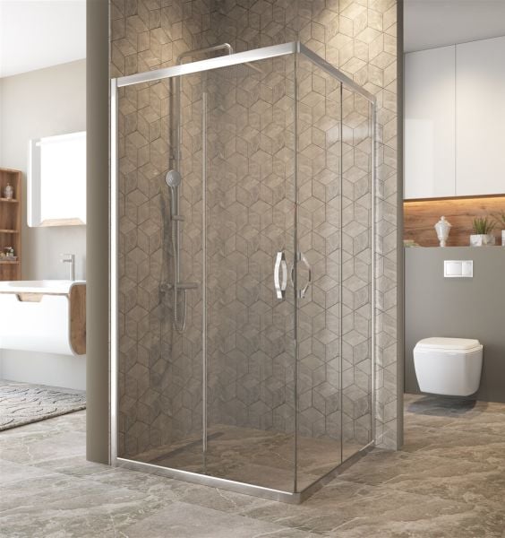 Aquanil Berussa 110x110 Kare Parlak Krom Duşakabin 100x100