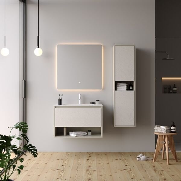 Smart Duru 80 cm Mat İpek Gri Banyo Dolabı