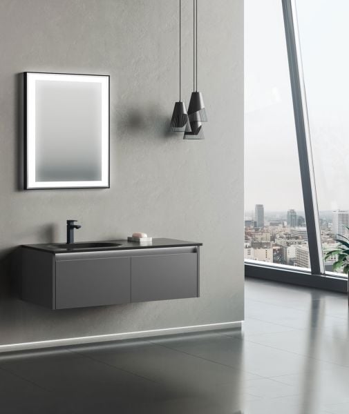 Orka Lisbon 110 cm Mat Antrasit Banyo Dolabı