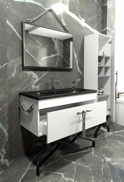 Aquanil London 100 cm  Banyo Dolabı Beyaz
