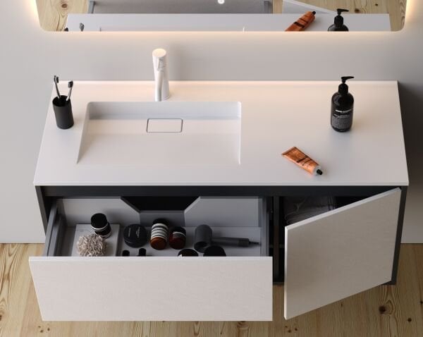 Smart Duru 120 cm Mat Antrasit Banyo Dolabı