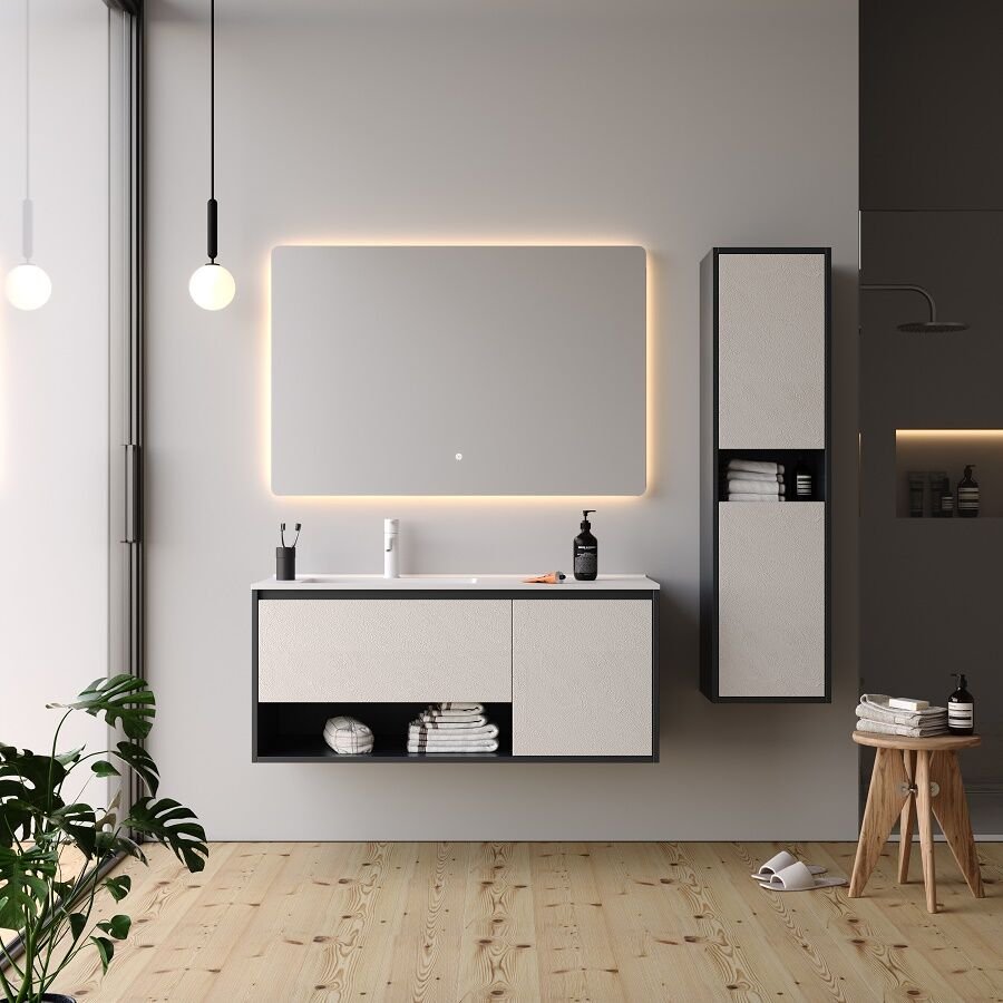 Smart Duru 120 cm Mat Antrasit Banyo Dolabı