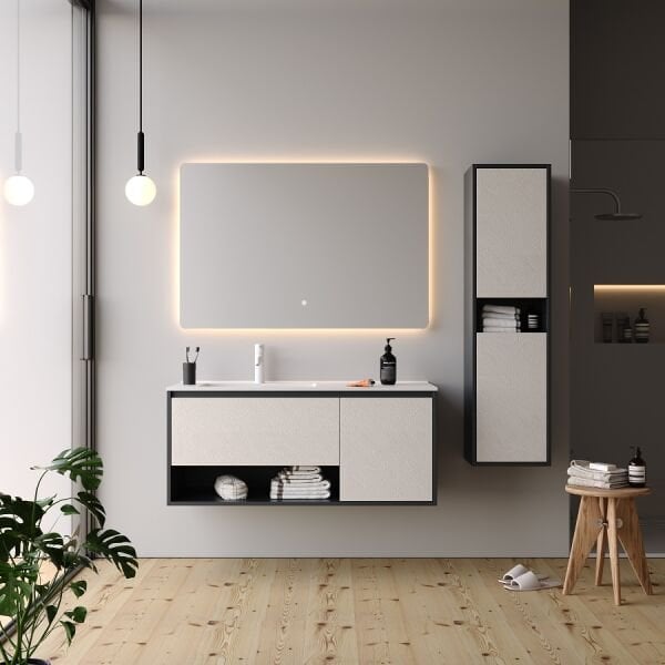Smart Duru 120 cm Mat Antrasit Banyo Dolabı