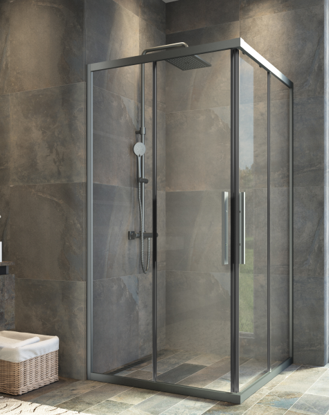 Aquanil Sparta 110x110 Kare Siyah Duşakabin 100x100