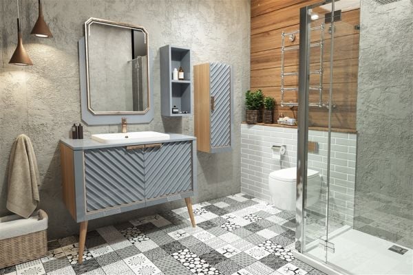 Aquanil Migella 100 cm  Banyo Dolabı Gri-Meşe