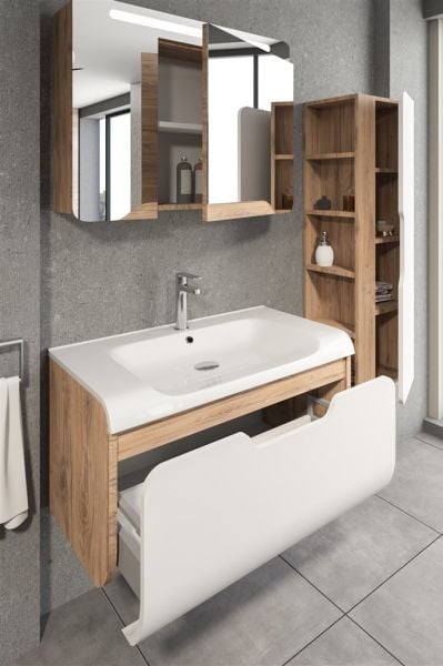 Aquanil Tales 100 cm  Banyo Dolabı Dorado-Beyaz