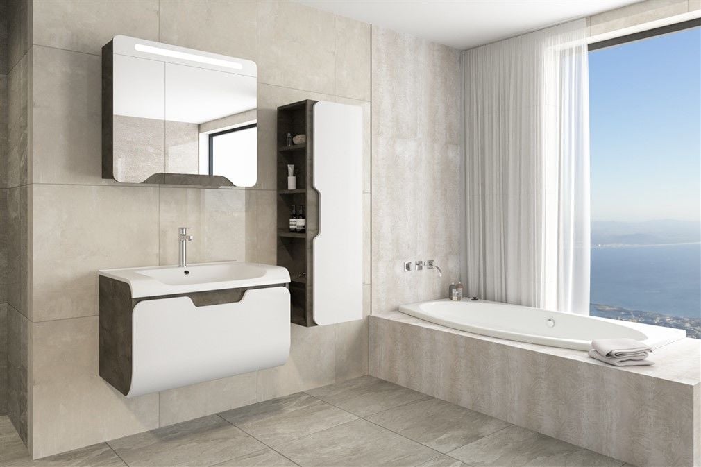 Aquanil Tales 80 cm  Banyo Dolabı Padova-Beyaz