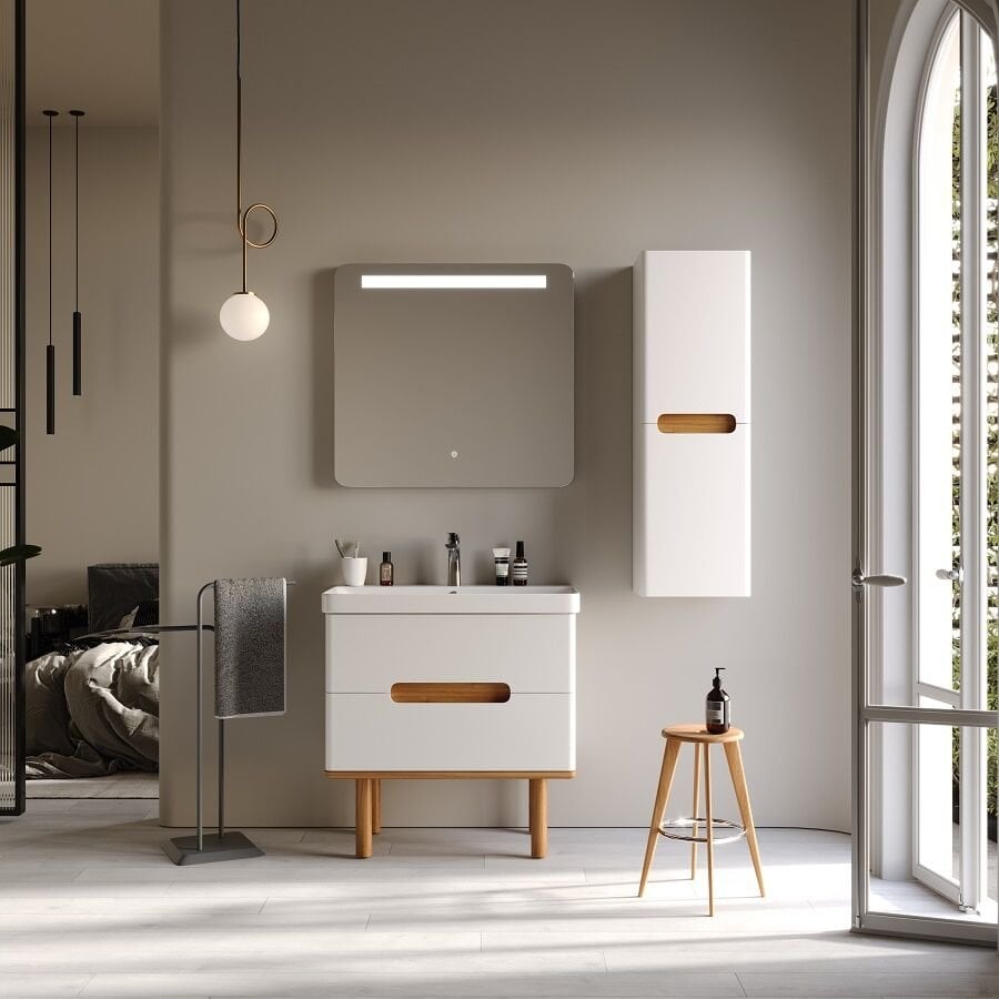 Smart Masal 80 cm Mat Beyaz Banyo Dolabı