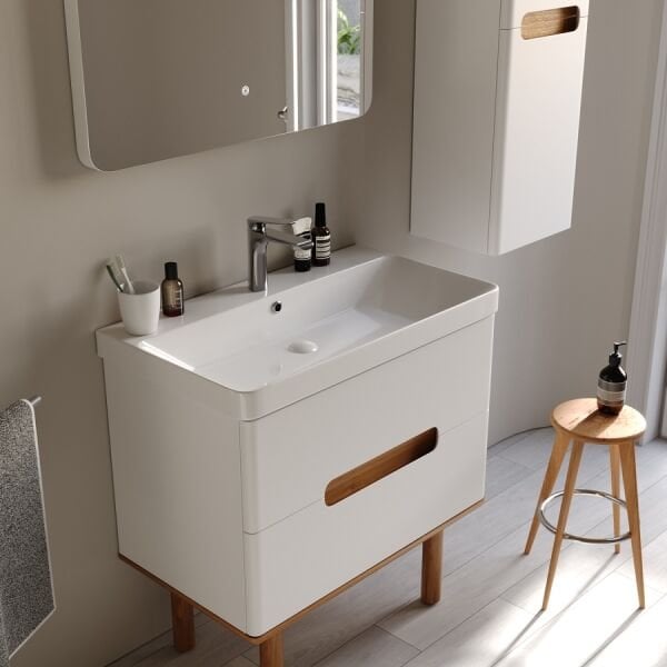 Smart Masal 80 cm Mat Beyaz Banyo Dolabı