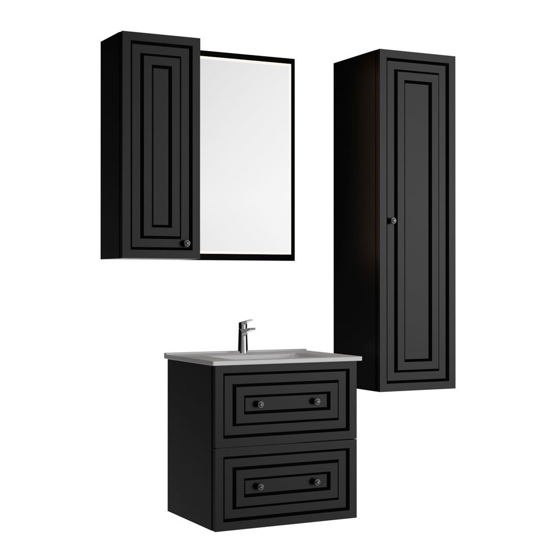 Creavit Kayra 60 cm Çekmeceli Banyo Dolabı Mat Antrasit