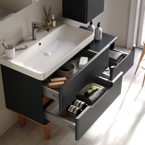 Smart Masal 130 cm Mat Antrasit Banyo Dolabı
