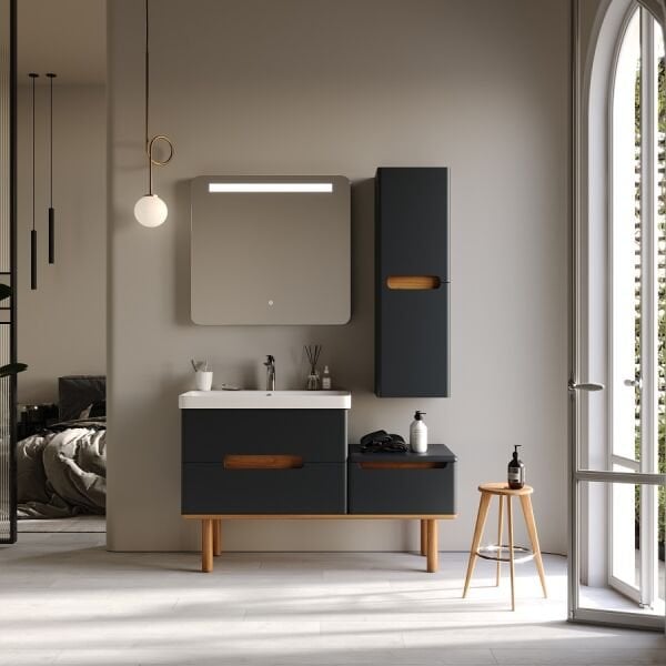 Smart Masal 130 cm Mat Antrasit Banyo Dolabı