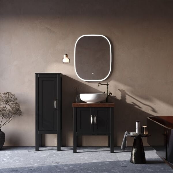 Smart London 65 cm Mat Siyah Banyo Dolabı