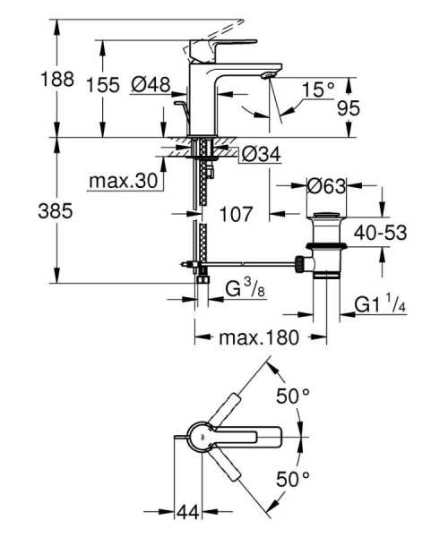 Grohe Lineare Tek kumandalı lavabo bataryası