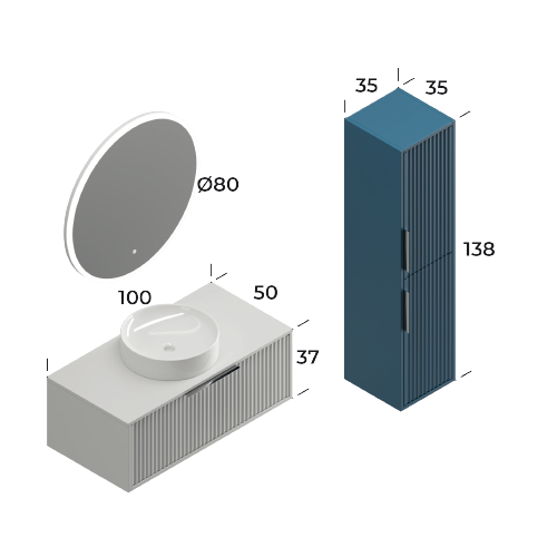 Smart Hole 100 cm Mat Beyaz Banyo Dolabı