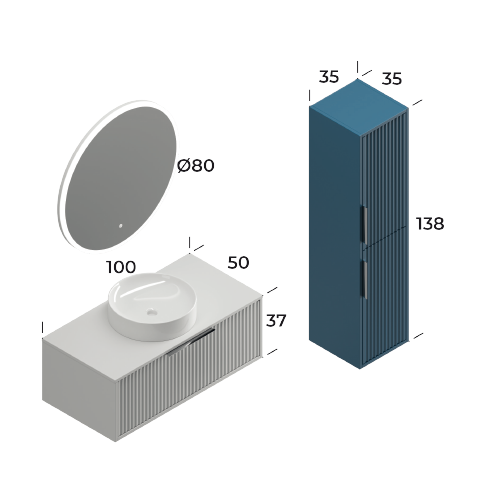 Smart Hole 100 cm Mat Beyaz Banyo Dolabı