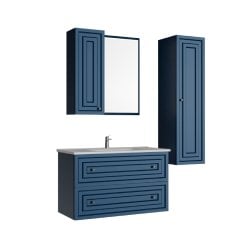 Creavit Kayra 100 cm Çekmeceli Banyo Dolabı Safir Mavi
