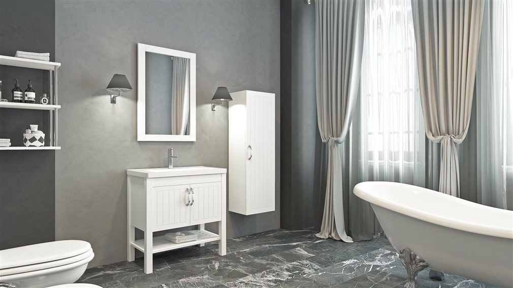 Aquanil Helen 80 cm  Banyo Dolabı Beyaz