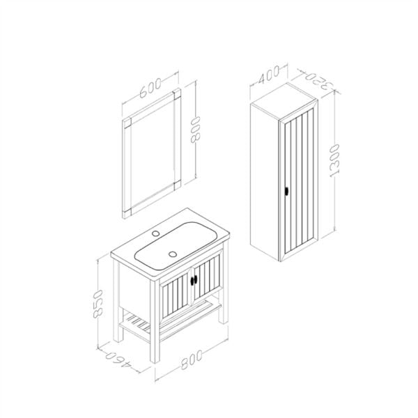 Aquanil Helen 100 cm  Banyo Dolabı Antrasit