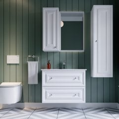 Creavit Kayra 80 cm Çekmeceli Banyo Dolabı Mat Beyaz