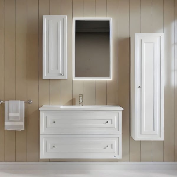 Creavit Kayra 80 cm Çekmeceli Banyo Dolabı Mat Beyaz