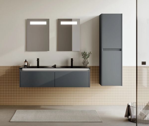 Orka Lisbon 132 cm Mat Gri Banyo Dolabı