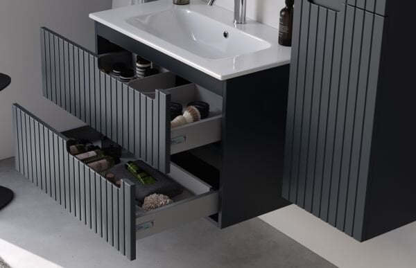 Smart Enza 80 cm Mat Antrasit Banyo Dolabı