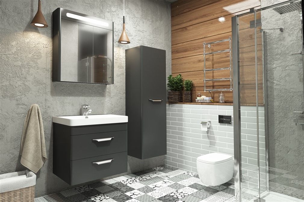 Aquanil Maria 60 cm  Banyo Dolabı Antrasit