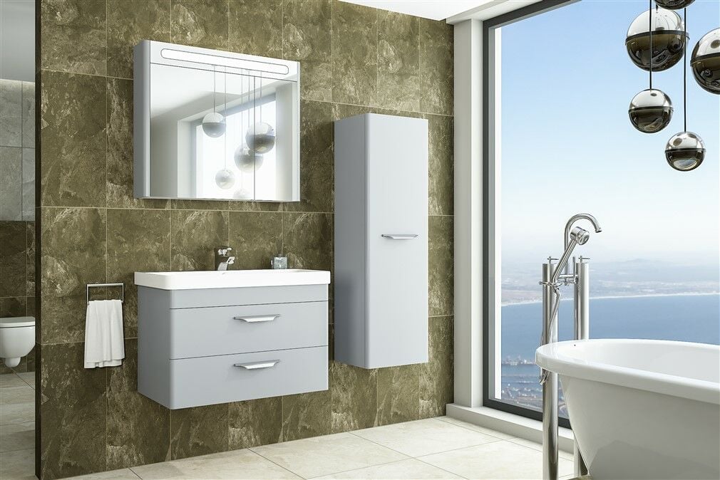 Aquanil Maria 80 cm  Banyo Dolabı Window Gri