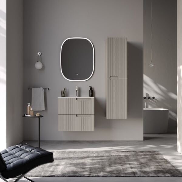 Smart Enza 60 cm Mat İpek Gri Banyo Dolabı