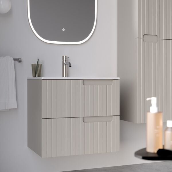 Smart Enza 60 cm Mat İpek Gri Banyo Dolabı