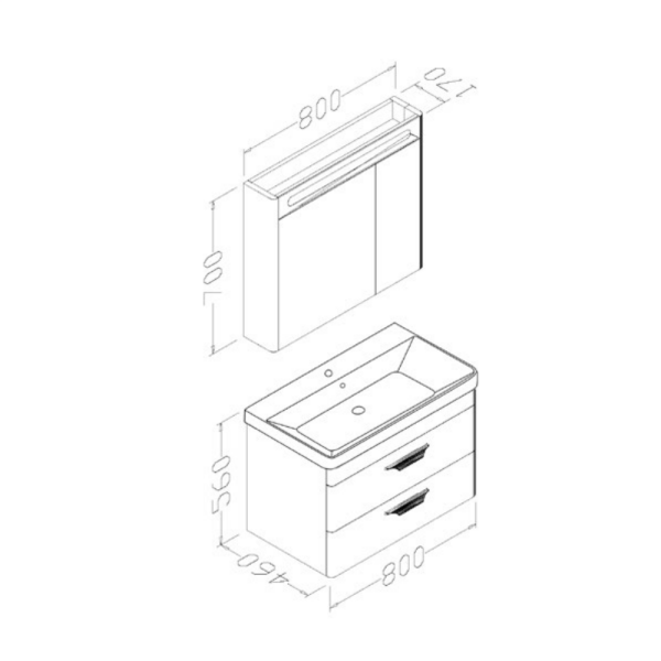 Aquanil Maria 80 cm  Banyo Dolabı Antrasit