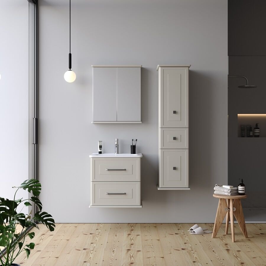 Smart Terra 60 cm Mat İpek Gri Banyo Dolabı