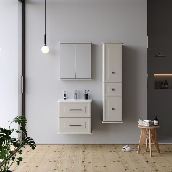 Smart Terra 60 cm Mat İpek Gri Banyo Dolabı