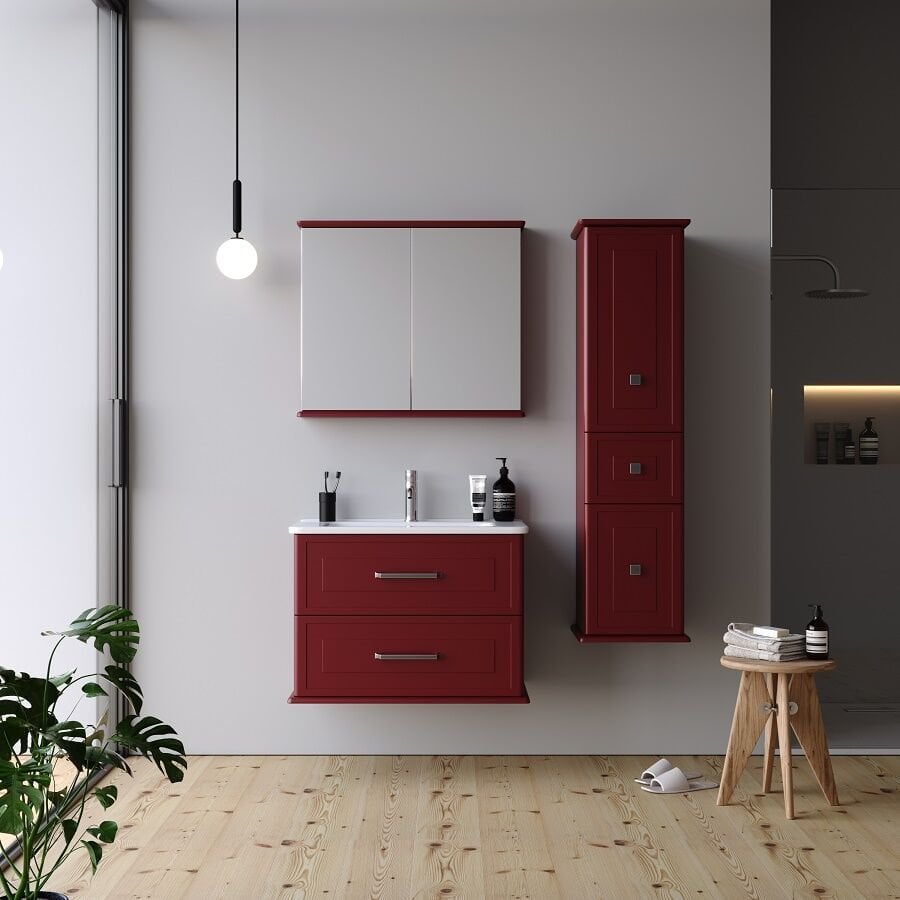 Smart Terra 80 cm Mat Vişne Banyo Dolabı