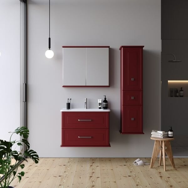Smart Terra 80 cm Mat Vişne Banyo Dolabı