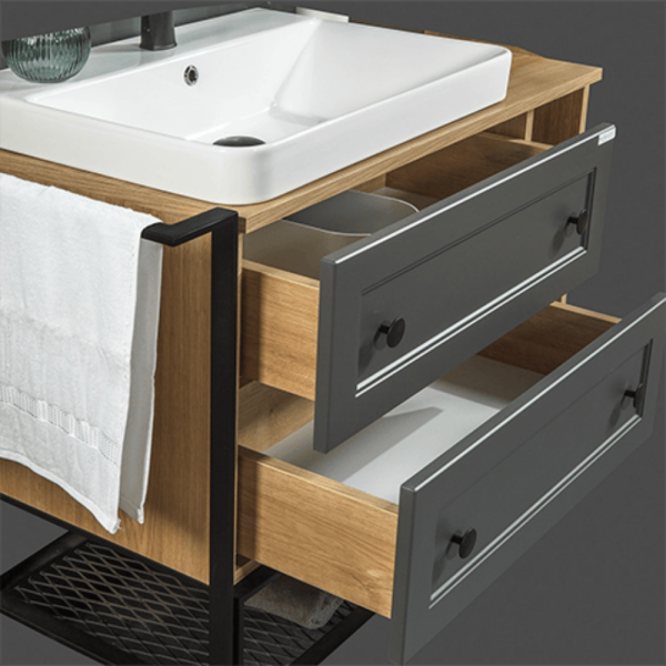 Bagnora Practical Antrasit 96 cm Mdf Banyo Dolabı