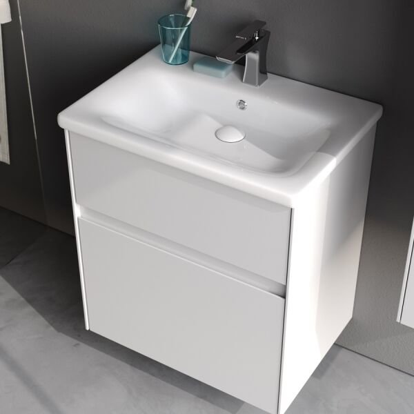 Smart Malaga 65 cm Mat Beyaz Banyo Dolabı