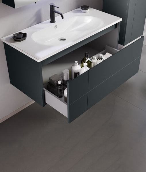 Orka Likya 100 cm Mat Antrasit Banyo Dolabı