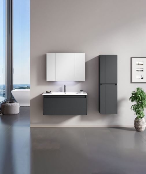 Orka Likya 100 cm Mat Antrasit Banyo Dolabı