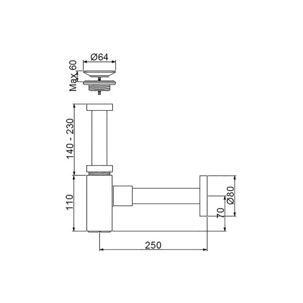NEWARC Corner Lavabo Sifonu (Altın-Süzgeçli)