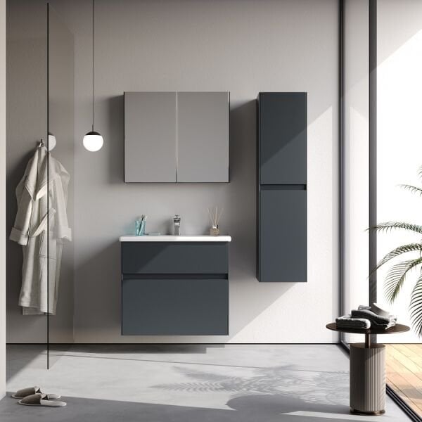Smart Malaga 80 cm Mat Antrasit Banyo Dolabı