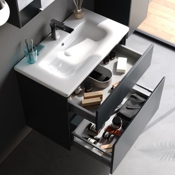 Smart Malaga 80 cm Mat Antrasit Banyo Dolabı