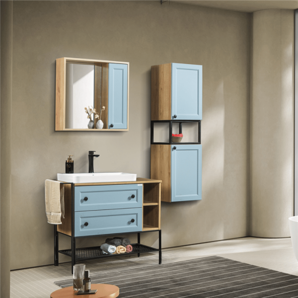 Bagnora Practical Ice Blue 96 cm Mdf Banyo Dolabı