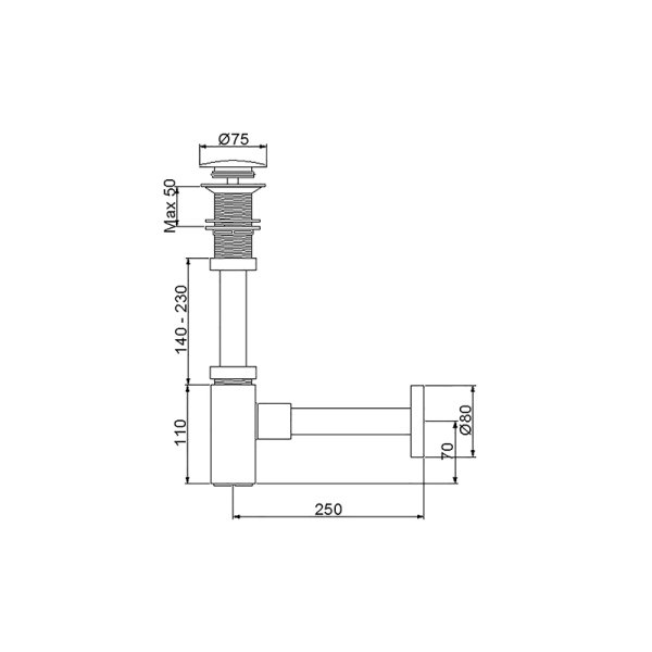 NEWARC Corner Lavabo Sifonu (Altın-Basmalı-Deliksiz)
