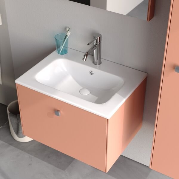 Smart Nova 60 cm Mat Bej Kırmızı Banyo Dolabı